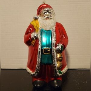 Dept 56 Mercury Glass Old World Santa Ornament Oversized Hand Painted Blown